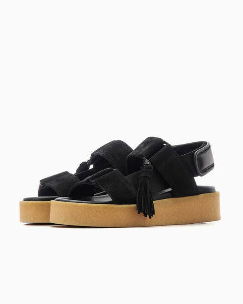 Sandalo Donna in crepe con nappa Nero CLARKS- Francavilla Moda